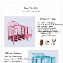Heavy Duty Metal Dog Cage Flodable Double Door Pet Crate Kennel with Wheel & Removable Plastic Tray, 30" x 21" x 23"