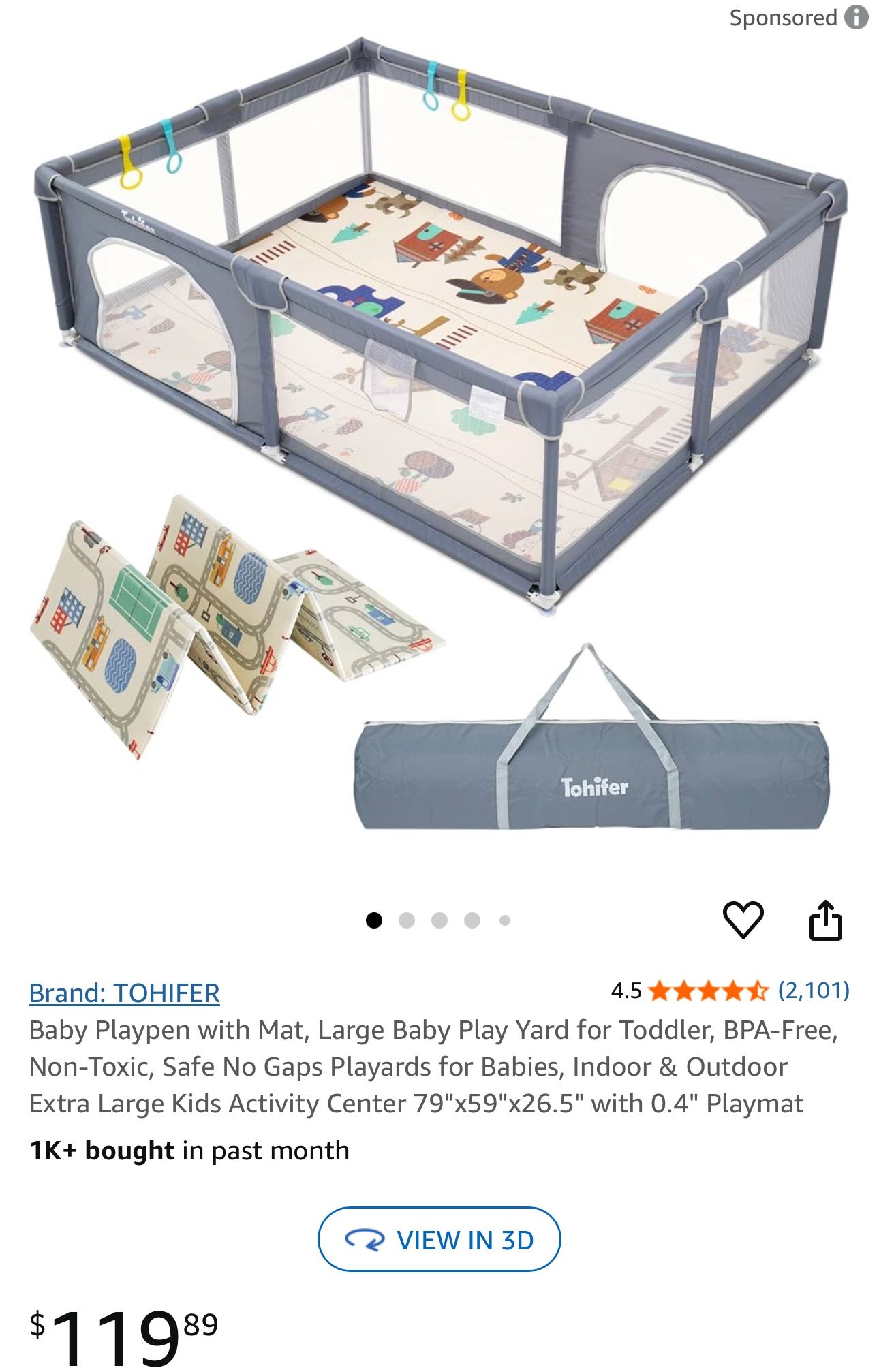 Baby Play Pen New In Box $60 Foam Mat Including