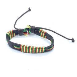 Rastafari Hippie Braided Brown Leather Handmade Bracelets adjustable 7in-11in