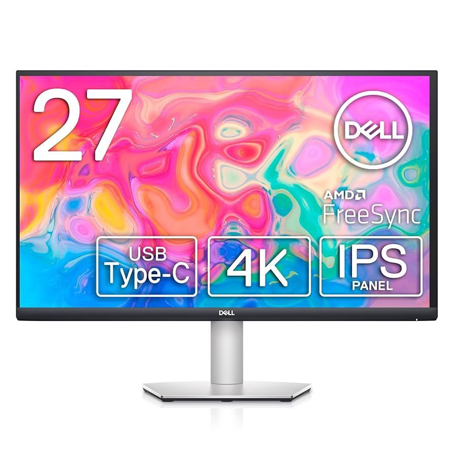 Dell S2722QC 27-inch 4K UHD Monitor, 99% sRGB, 1.07 Billion Colors, 3840 x 2160, 60Hz, 8MS, Normal Mode, 2x HDMI, 2x USB 3.2, USB C, AMD FreeSync, Bui
