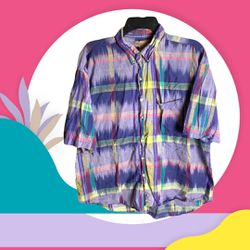 Crossroads Multicolored Plaid Button Shirt Wm XL