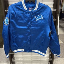 Detroit Lions Satin Baseball Jacket Ladies Sizes Medium To Large
