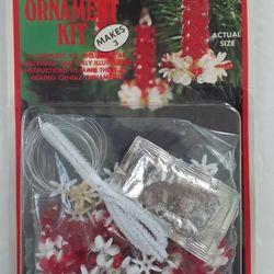 Fibre-Craft Holiday Beaded Ornament Kit, Makes 3, Vtg '80s New Old Stock