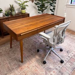 Crate & Barrel Tate Walnut Wood Desk 60x30