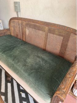Vintage Carved Wood Cane Back Loveseat / Settee – French Style