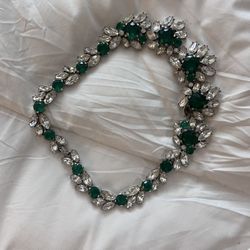 Vintage 1920s Fake Emerald Diamond Necklace
