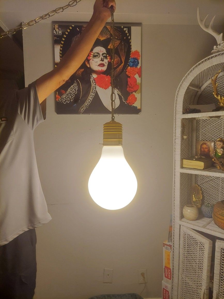Yellow 70s Light Bulb Swag Lamp