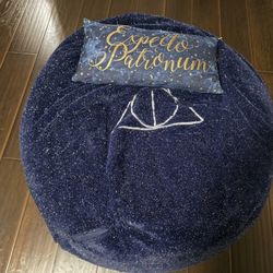 Harry Potter Pottery Barn Deathly Hallows Beanbad Chair Large Size & Harry Potter Pillow 