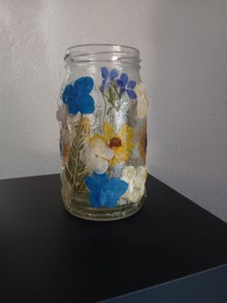 Handmade Pressed Flower Glass Jar