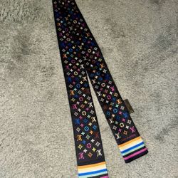 RARE Louis Vuitton Takashi X Murakami Black Silk Multicolor Monogram Bandeau/twilly/scarf 