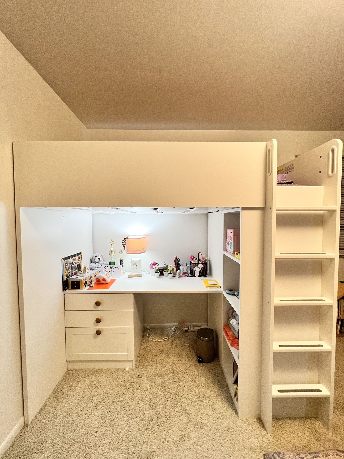Ikea SMÅSTAD Loft bed, white with frame/with desk with 4 drawers, No Mattress