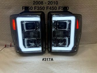 2008 TO 2010 Ford F250 F350 F450 LED DRL Projector Headlights - Smoked