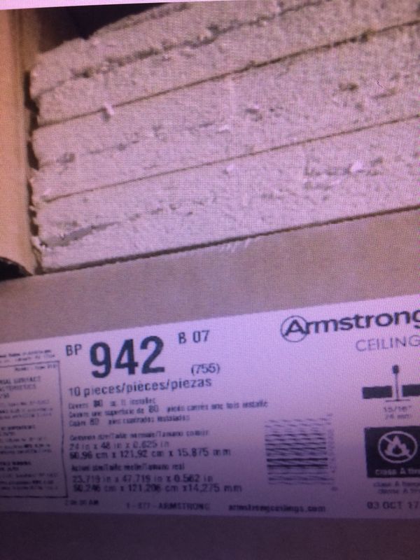 Armstrong Ceiling Tiles Model 942 And Open Box Of Six Tiles For