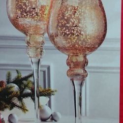 Glass Candle Holders Set Of 2, Glass Holders, Glass Cups,  Christmas Decorations, Christmas Stuff