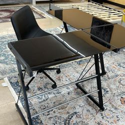 Glass L-Shape Modern Desk With Swivel Chair