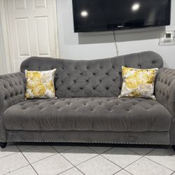 Grey Suede Sofa  