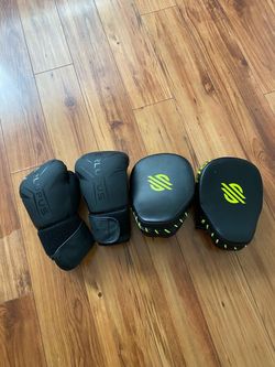 Boxing gloves and training pads