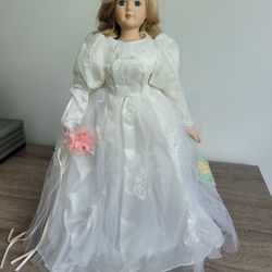 Vintage Porcelain Hearts And Harvest Memories Wedding Doll