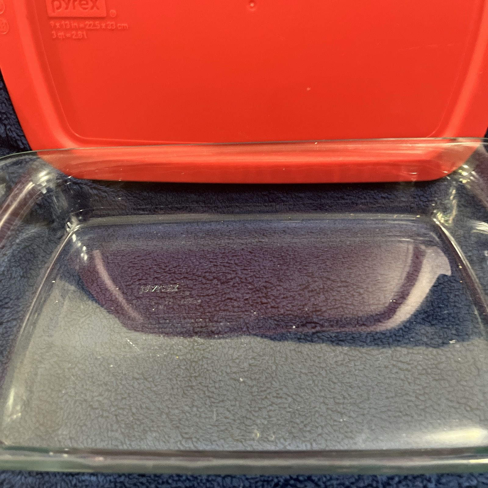 Pyrex 3 Qt Clear Glass 9" x 13" Baking Dish Casserole 2233 W/ Red Lid 2233-PC