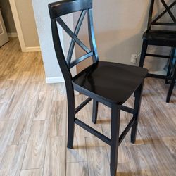 8 Black Wood Barstools