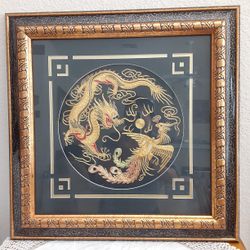 ORIENTAL DECOR A SILK EMBROIDERY WALL PICTURE 