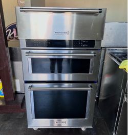 KITCHEN AID 30”WIDE STAINLESS STEEL BUILT IN MICROWAVE OVEN COMBO