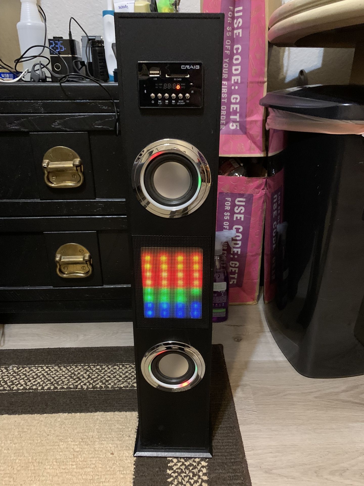 Craig CHT832 Bluetooth Tower Speaker With Color changing Lights