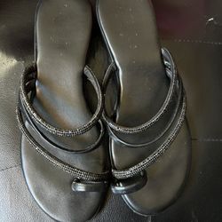 Black Sparkling Sandal With Mini Heel 