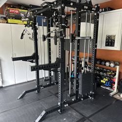 PRO SERIES Ultimate Half Rack Functional Trainer w/Smith Machine Bar | 400lb Stack | Gym Equipment | Fitness | Commercial | Squat Rack 