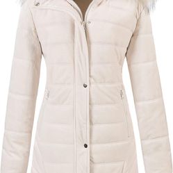 Women Winter Jacket Beige Medium 