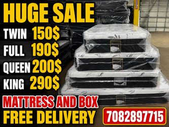Huge sale for Mattress And Box Twin size #mattress and box 150.$ full 190$ Queen 200$ king 290$. free delivery free set up 708….289…7715… cash or Zell