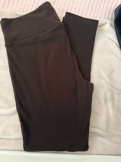 Brown Ribbed High-Waist Leggings