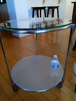 Glass round side table