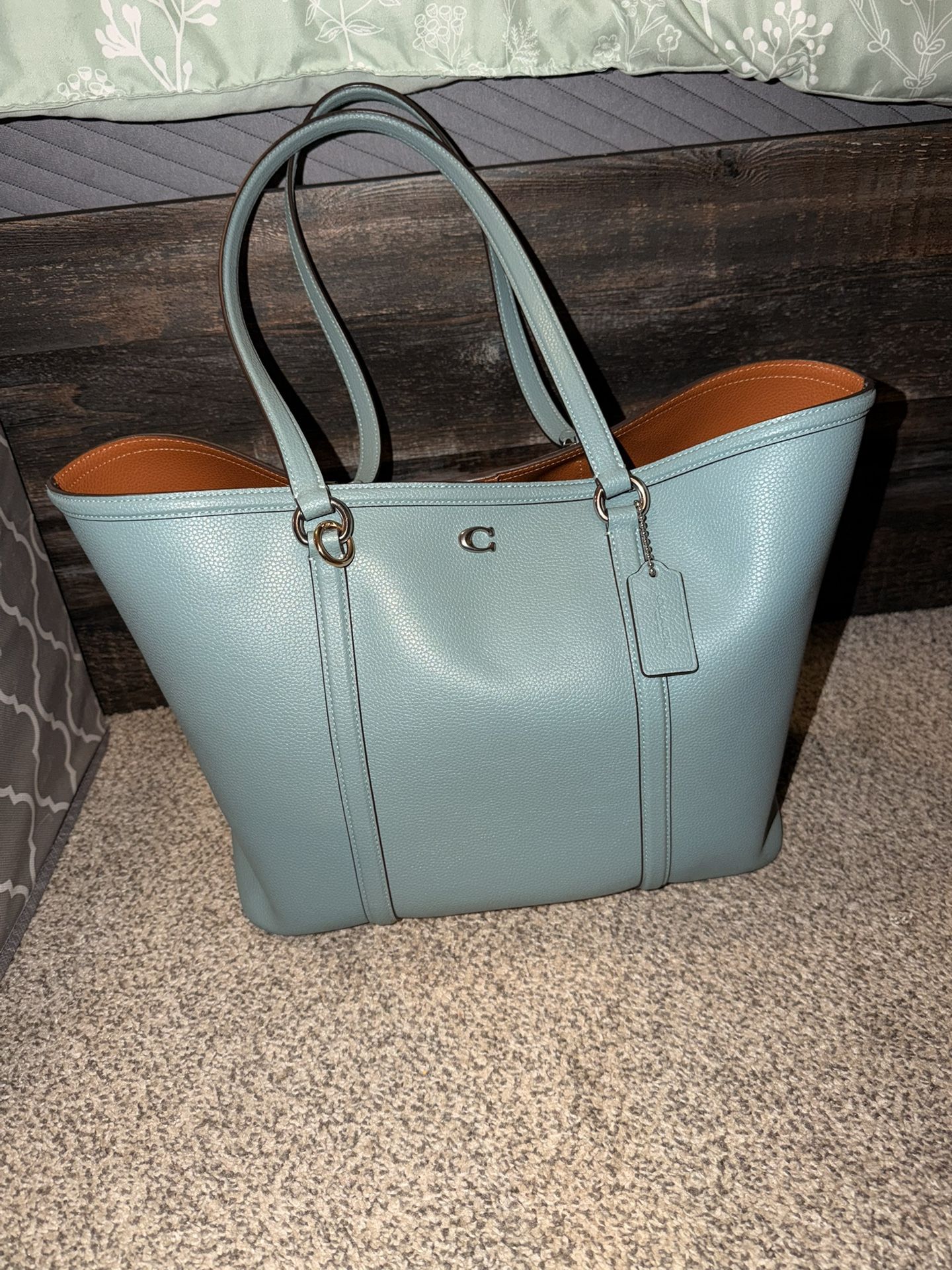 Coach Legacy Pebbled Leather Tote Bag - Teal