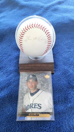 Brian Meadows Signed Baseball with Upper Deck Card Padres