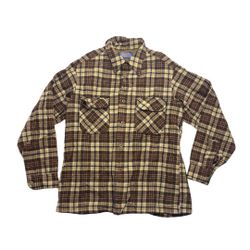 Vintage Pendleton Plaid Brown Flannel Button Up Shirt