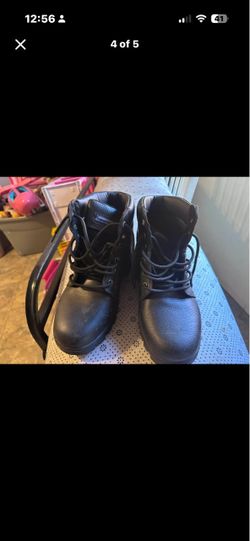 Black Leather Lace-Up Work Boots