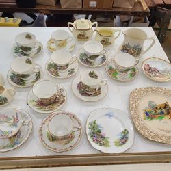 Antique Bone China Tea Cups & Saucers