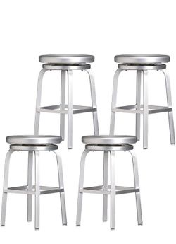 Set of 4 Metal Bar Chair 360° Swivel Restaurant with Footrest Aluminum Alloy Counter  stools