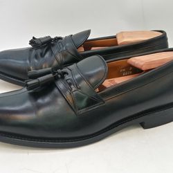 Mens Allen Edmond 'Harrington' Tassel Loafers Black Leather US 9.5 D Made in USA