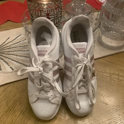 Woman’s White Leather adidas Size 9