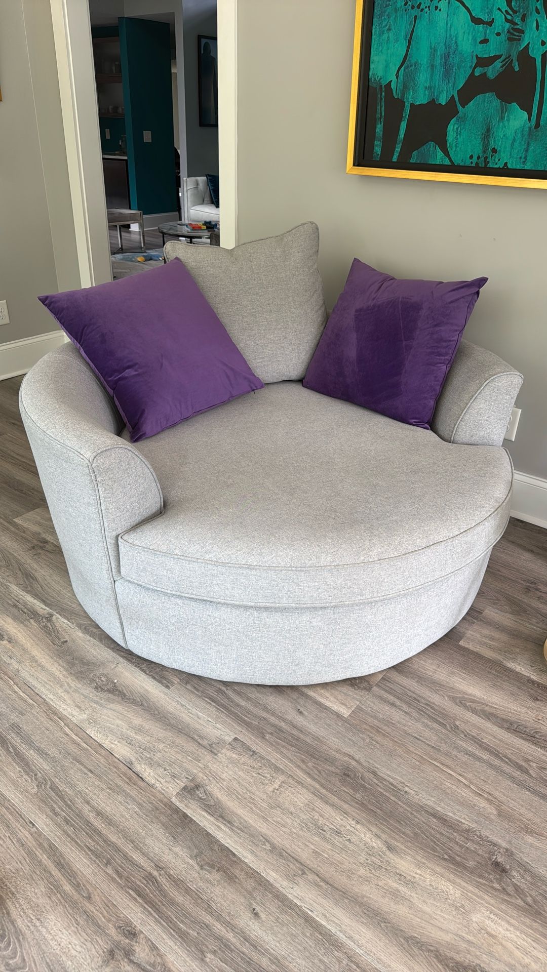 Oversized Gray Chair Lounger Chaise