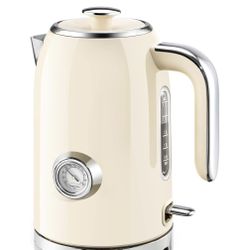 SUSTEAS Electric Kettle - 57oz Hot Tea Kettle Water Boiler with Thermometer, 1500W Fast Heating Stainless Steel Tea Pot, Cordless with LED Indicator, 