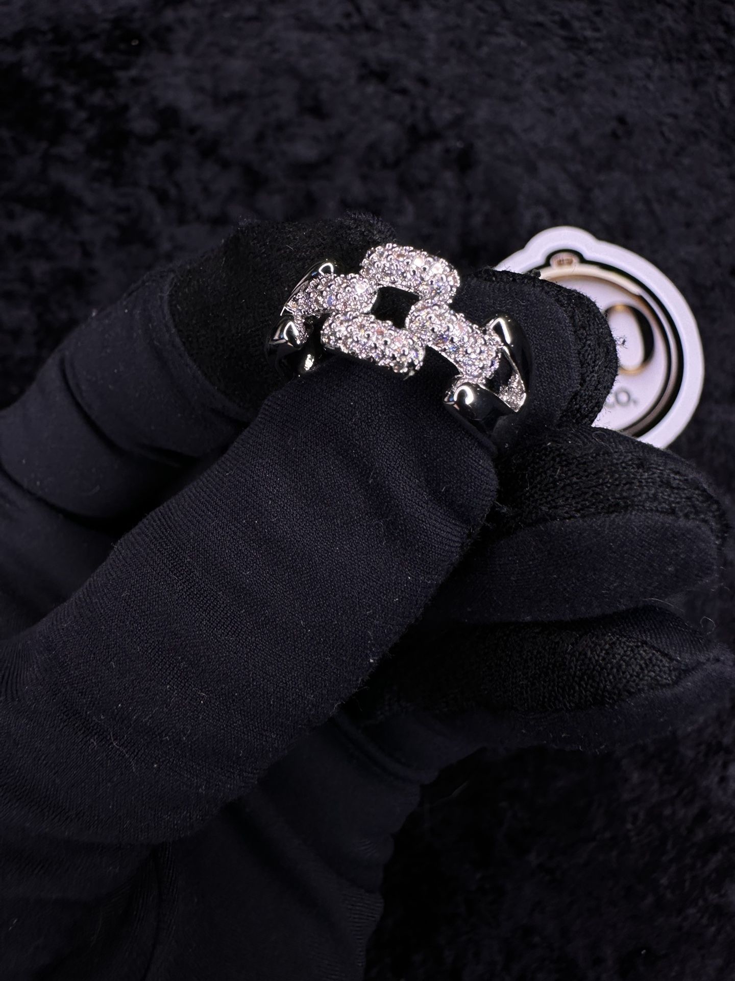 Moissanite Half Cuban White Gold Ring