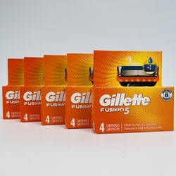 Lot of 5 Gillette Fusion 5 Blade Cartridges 4ct Each (20 Total) Brand New Sealed
