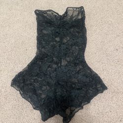 Xs black lace bodysuit lingerie romper y2k gothic Lolita top festival