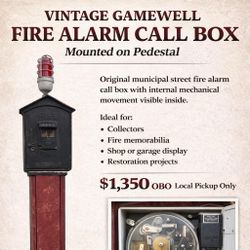 Vintage Gamewell Municipal Fire Alarm Call Box on Pedestal