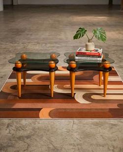 **DELIVERY AVAILABLE** Vintage 1980s Postmodern Pair of "Wavy Cloud" End Tables - Memphis Style