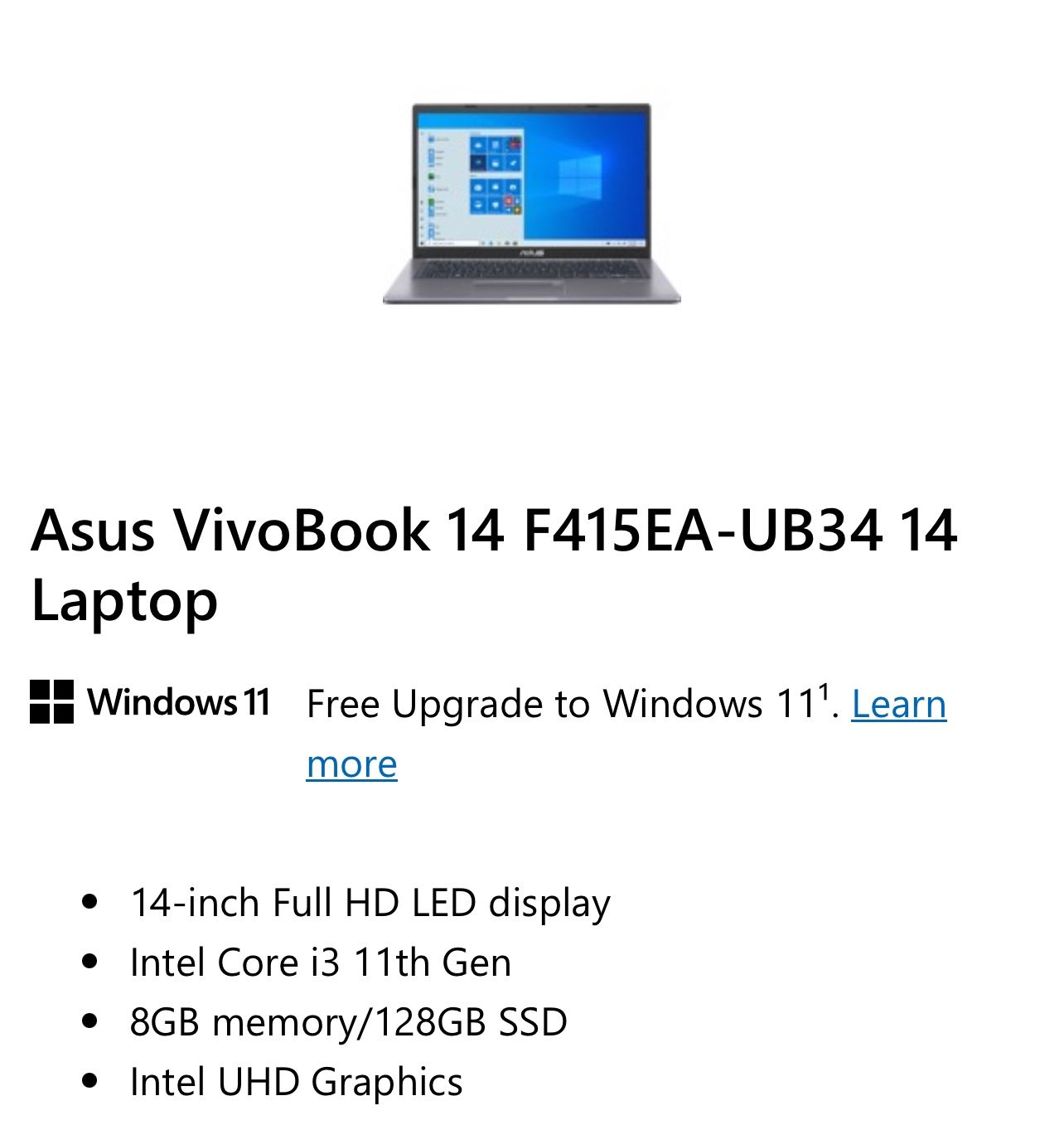 Asus VivoBook 14 F415EA-UB34 14 Laptop