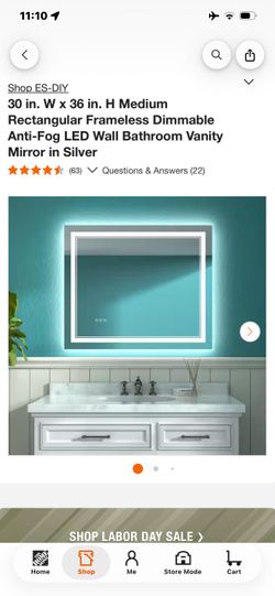 ES-DIY 30x36 Frameless LED Vanity Mirror Silver